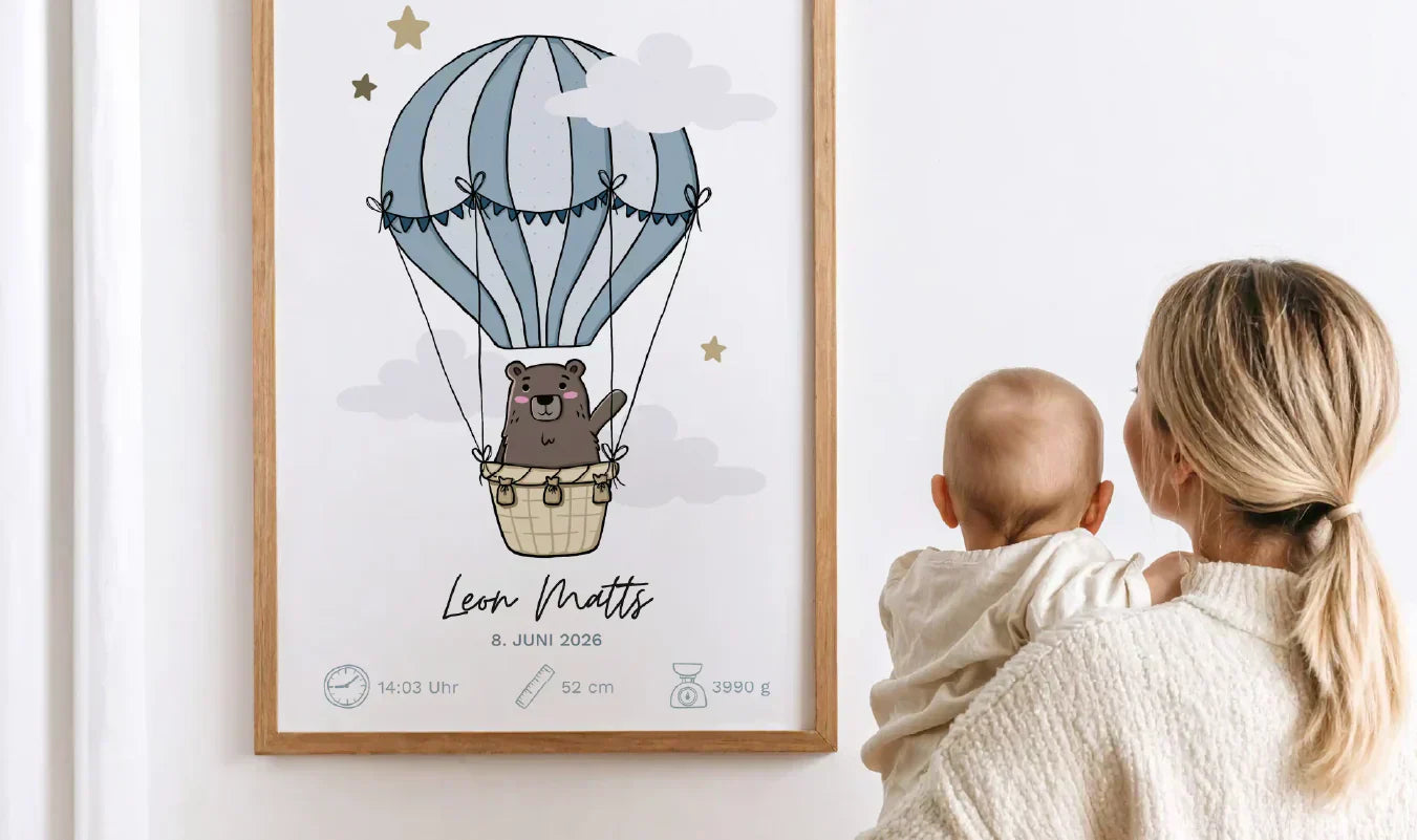 Geburtsposter Bär Personalisiert – Poster als Geschenk zur Geburt