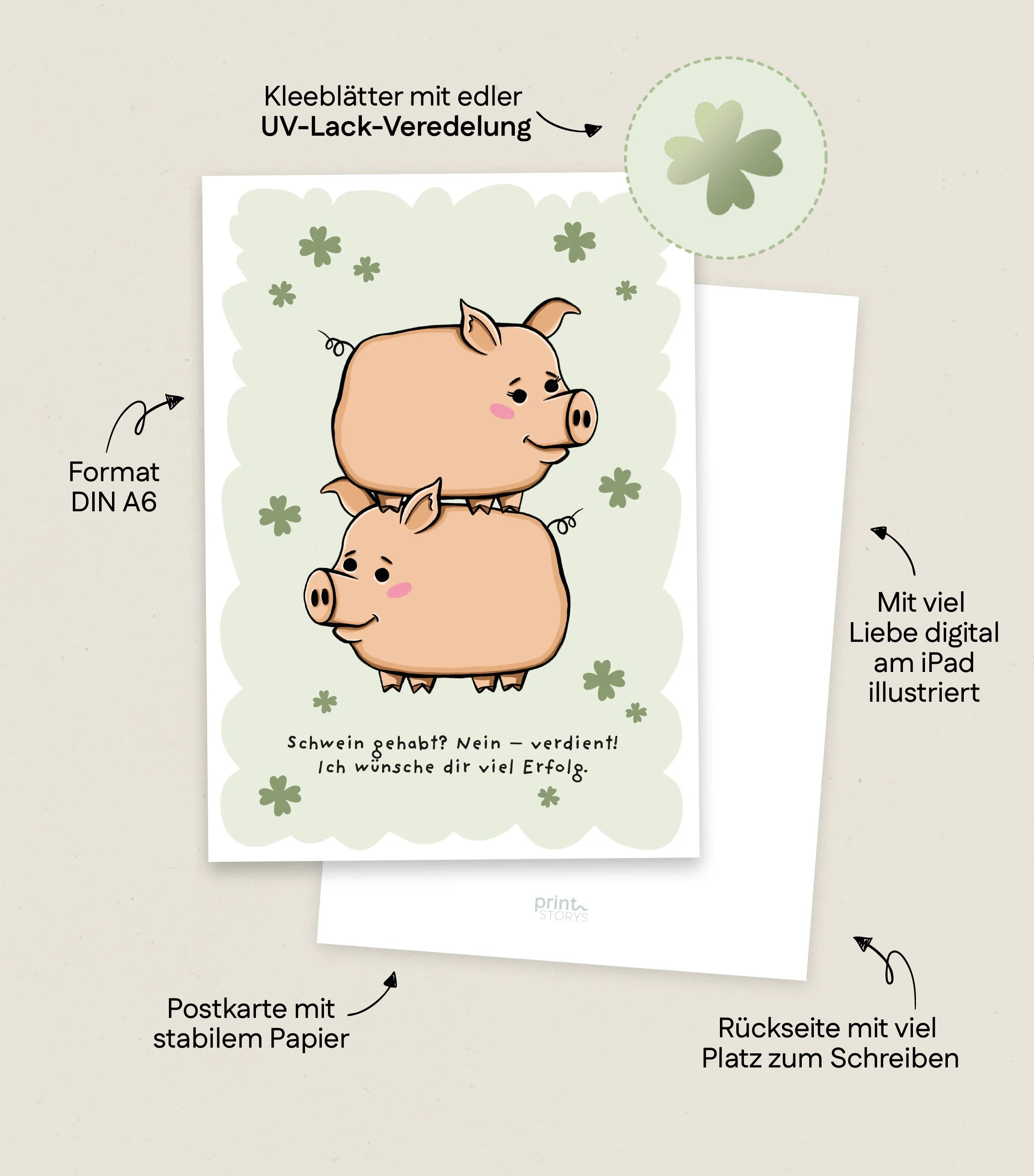 Glückskarte Schwein