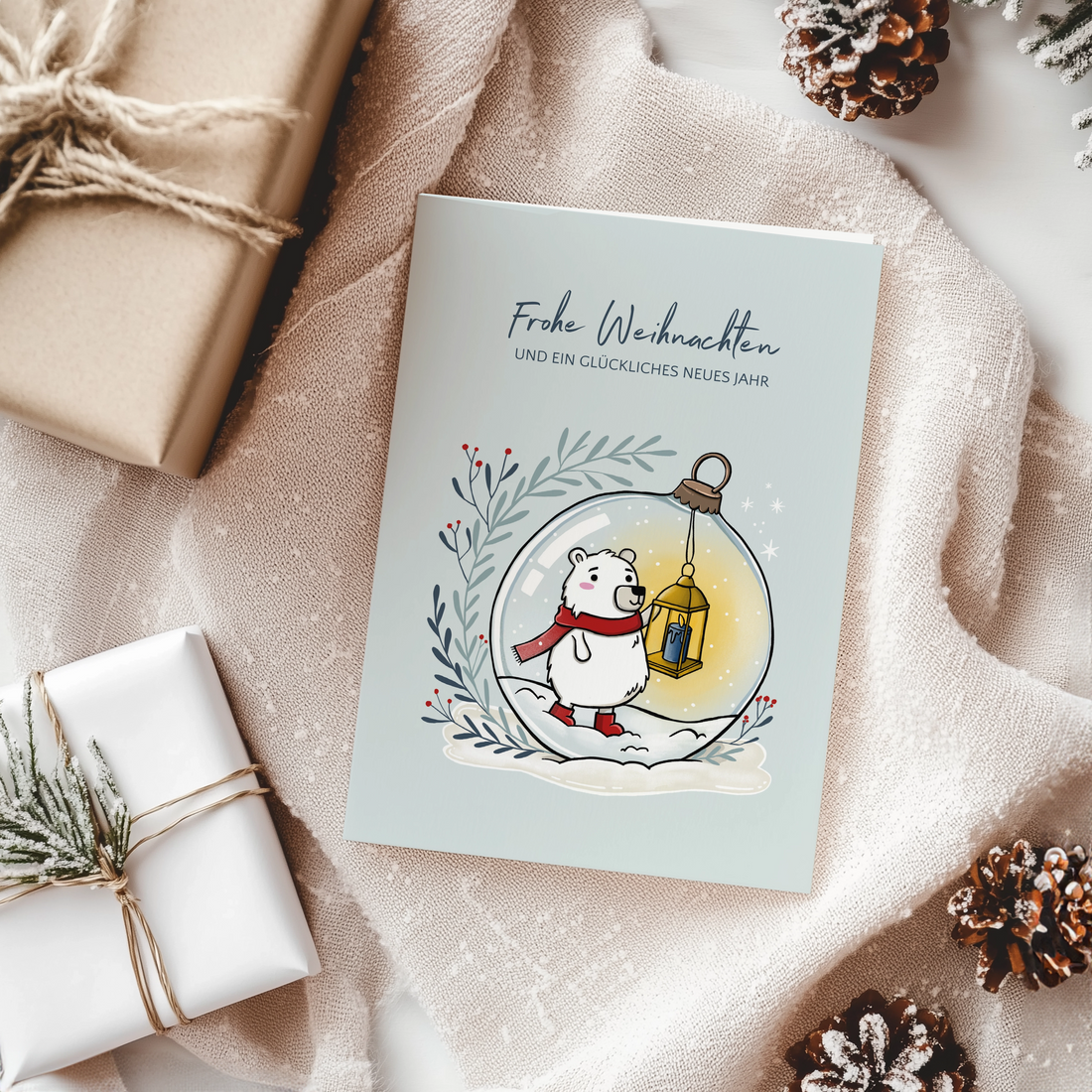 Weihnachtskarte Eisbär