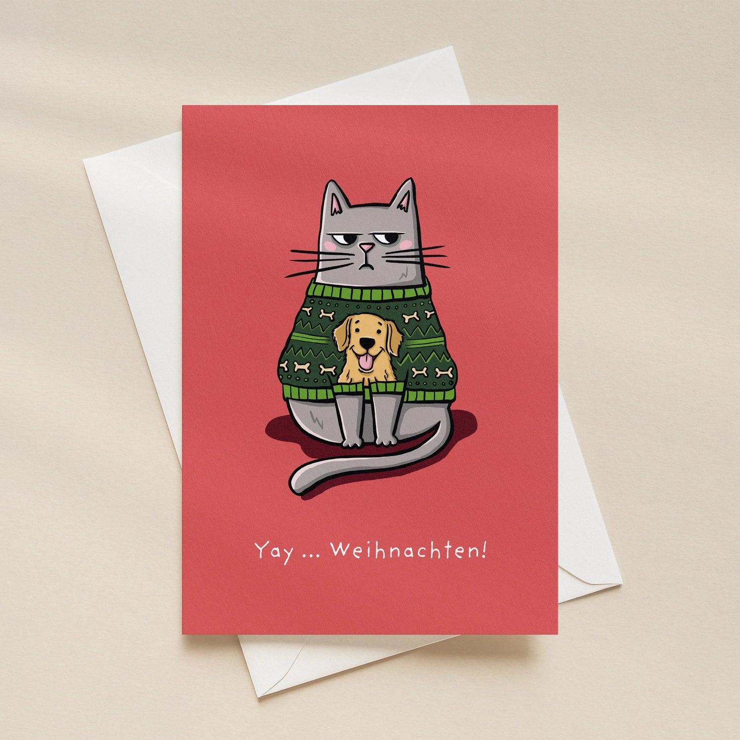 Weihnachtskarte Katze &