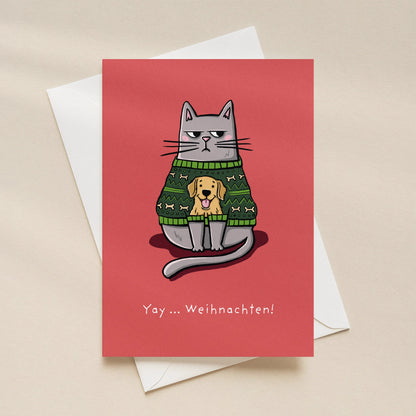 Weihnachtskarte Katze &
