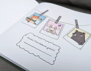 Freundebuch Waldtiere, Printstorys, Dieses Buch Freundebuch gehört, Hase rosa, Fragen für Kinder, Freundschaft