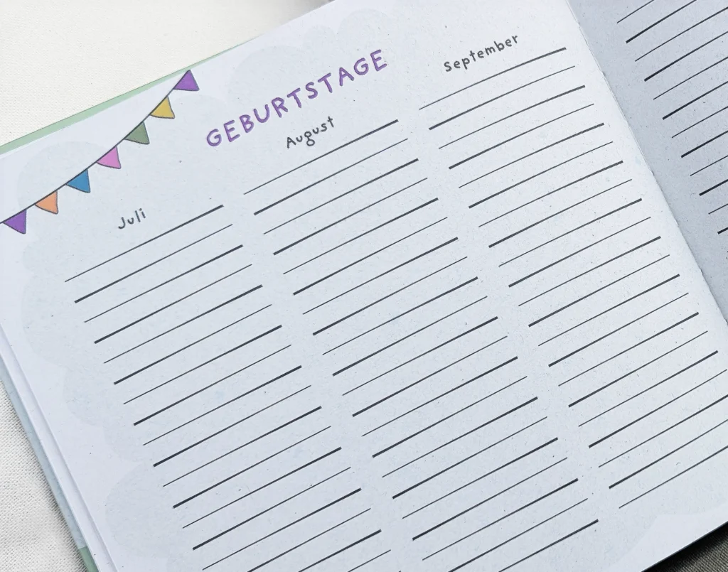 Freundebuch Waldtiere Geburtstagsseite Juli August September Printstorys