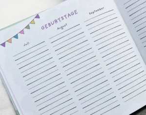 Freundebuch Waldtiere Geburtstagsseite Juli August September Printstorys