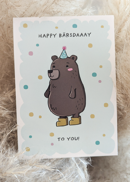 Postkarte Bär Printstorys A6 Postkarte Grußkarte mit Bär und Konfetti